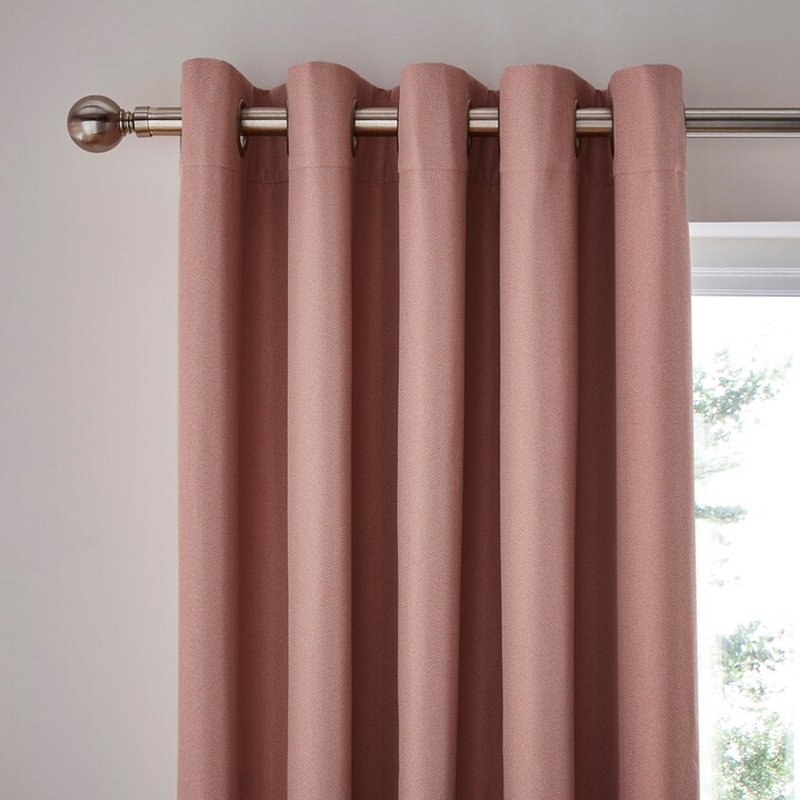 Dunelm Rotterdam Herringbone Blush Blackout Eyelet Curtains Blush