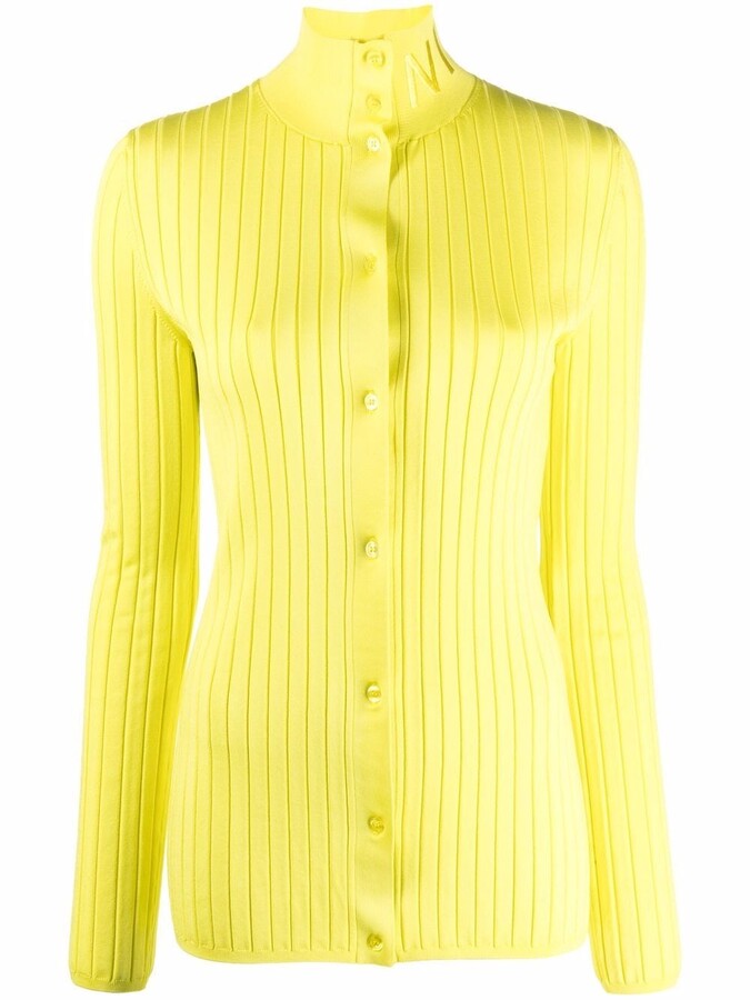 yellow button down sweater