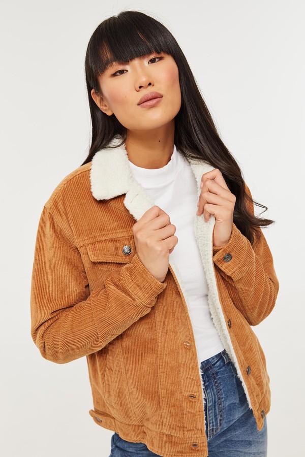 women's sherpa corduroy trucker jacket
