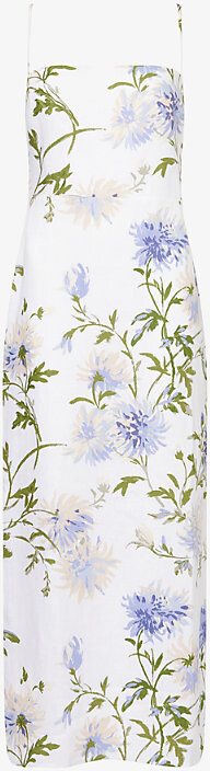Reformation Womens Serenity Frankie Floral-Print Linen Midi Dress 6