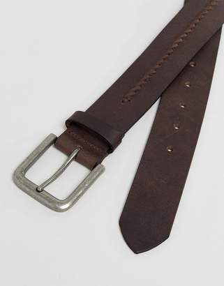 New Look Leather Belt With Weave Detail In Brown