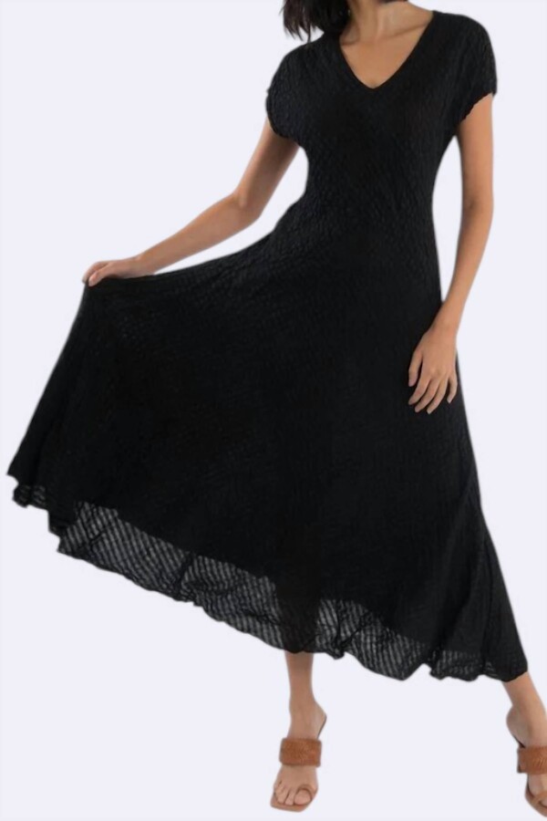 Luna Luz French Quarter V-Neck Dress In Black