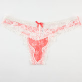 Thumbnail for your product : Printed Lace Trim Mesh Thong