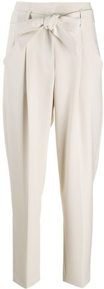 black high waisted tie trousers