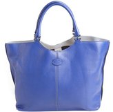 Thumbnail for your product : Tod's blue leather hinged top handle tote