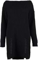 Thumbnail for your product : boohoo Soft Knit Slash Neck Sweater Dress