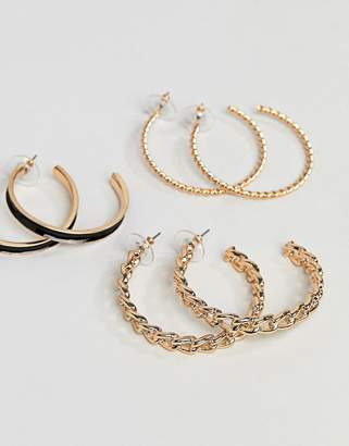 Aldo hoop earring multi pack with link chain detail