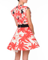 Thumbnail for your product : Fausto Puglisi Sleeveless Plunging Palm-Print A-Line Dress