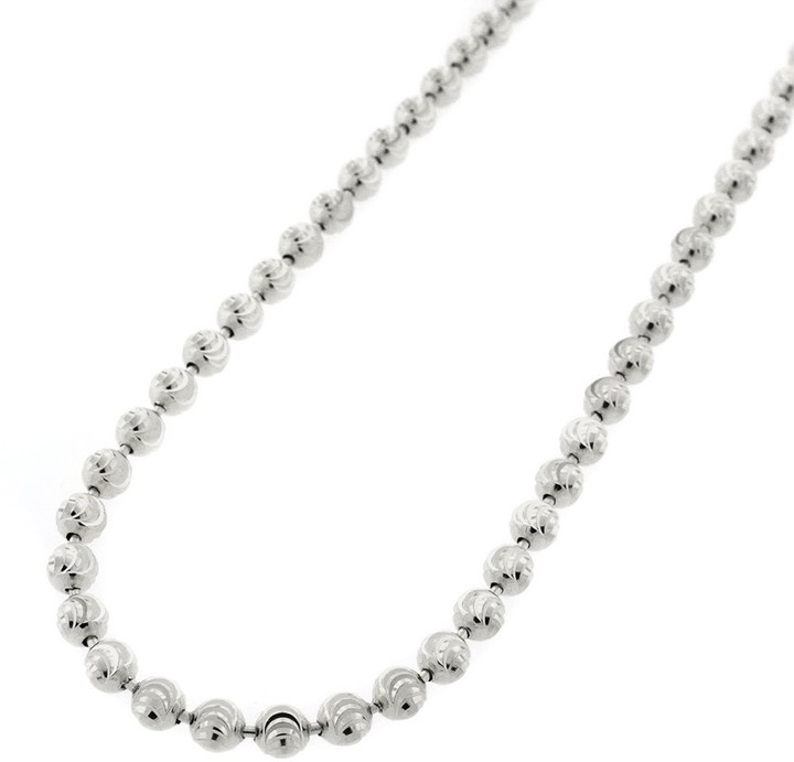 18-Inch Rhodium Plated Necklace with 6mm Zircon Birthstone Beads and Sterling Silver Saint Lawrence Charm. 