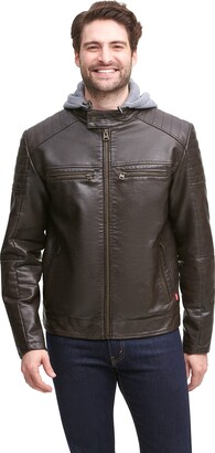 Levi's Men's Faux Leather Hooded Racer Jacket - ShopStyle