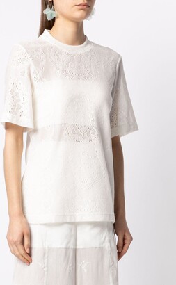 Mame Kurogouchi curtain lace jacquard T-shirt - ShopStyle Tops