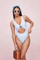 Thumbnail for your product : Nasty Gal Womens Gingham Print Cut Out Swimsuit and Scrunchie Set