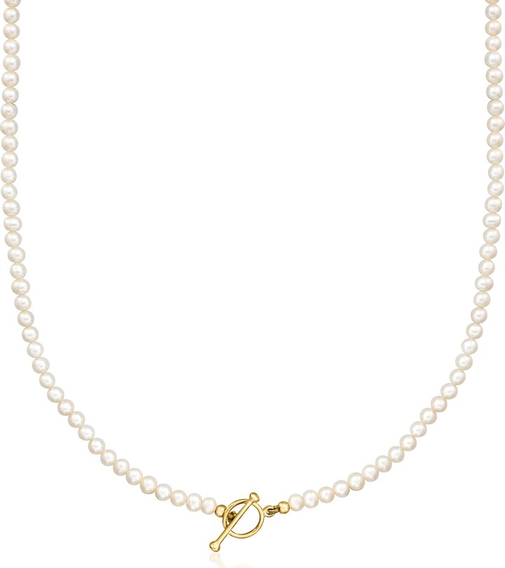 Ross-Simons 3.5-4mm Cultured Pearl Charm-Compatible Toggle Necklace in 18kt Gold Over Sterling