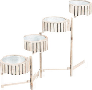 TJMAXX 61.25X13X38.5 Cascading Iron And Wood 4 Tier Screen Planter