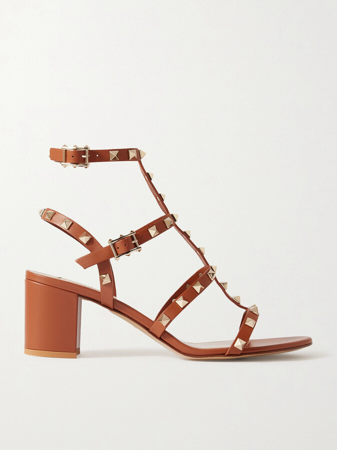Valentino Garavani Rockstud 55 Leather Sandals - Brown