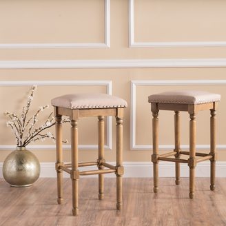 Christopher Knight Home Osvald Studded Fabric Bar Stool (Set of 2) by