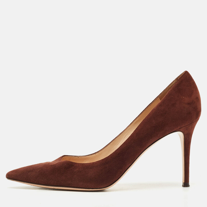 Gianvito Rossi Dark Brown Suede Gianvito 105 Pointed Toe Pumps Size 41
