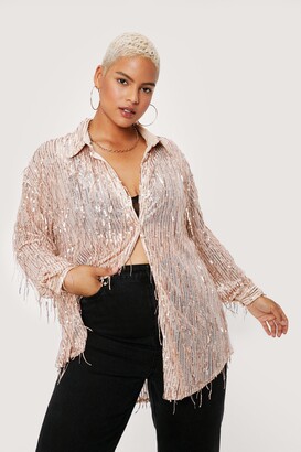 Sheer Fringe Sequin Shirt - ShopStyle Tops