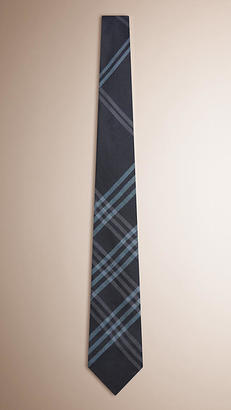 Burberry Modern Cut Check Silk Linen Tie