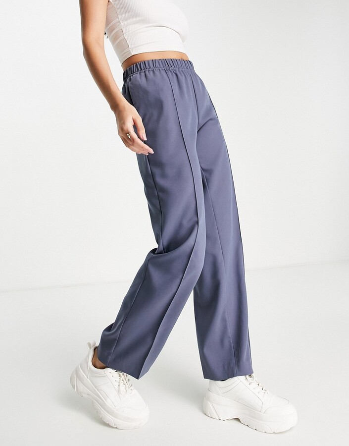 Weekday Cleo tailored straight leg jogger in dusty blue MBLUE