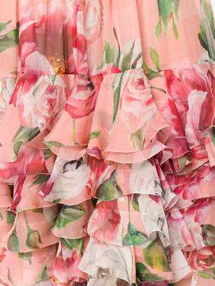 Dolce & Gabbana peony print ruffled skirt