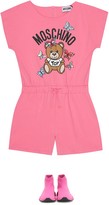 Thumbnail for your product : MOSCHINO BAMBINO Logo stretch-cotton playsuit