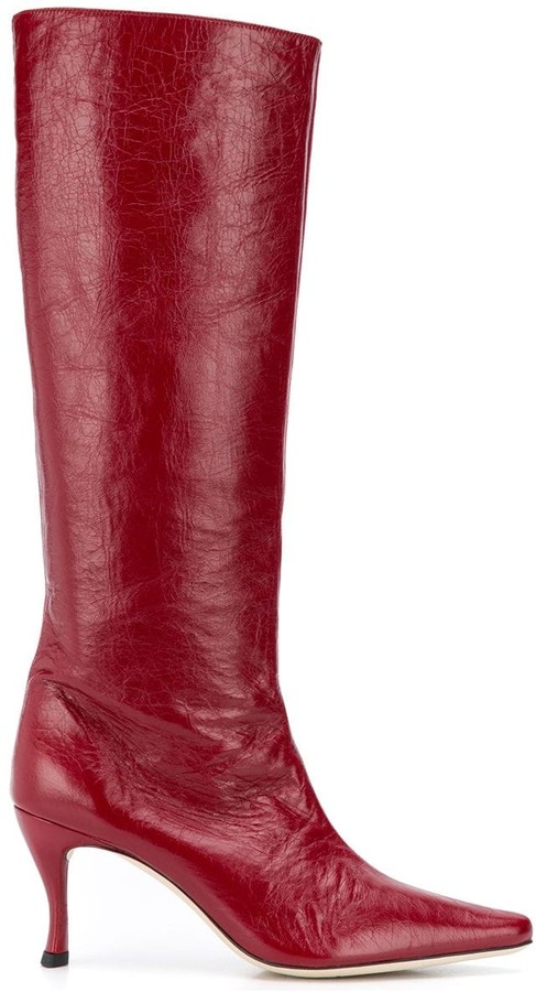 women's red knee high boots