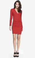 Thumbnail for your product : Express Ruched Faux Wrap Dress - Red