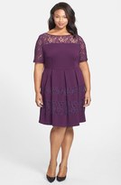Thumbnail for your product : Gabby Skye Lace Inset Fit & Flare Dress (Plus Size)