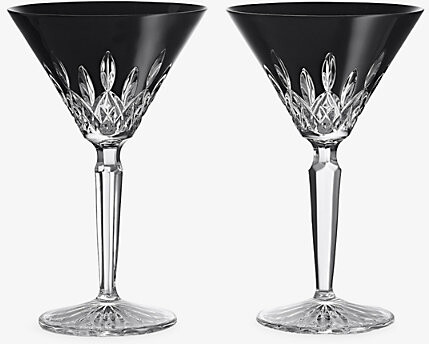 Waterford Lismore Set Of Two Crystal Glass Martini Glasses 220ml