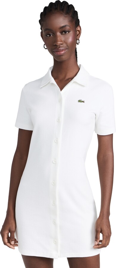 Lacoste x Bandier Pique Button Front Shirt Dress - ShopStyle