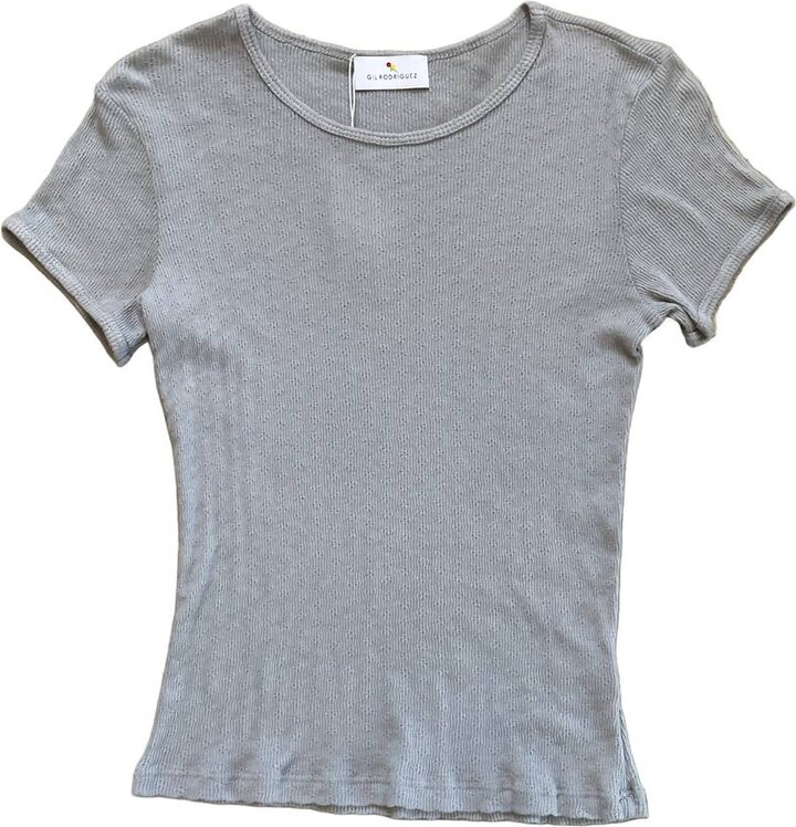 Gil Rodriguez Women's Pointelle Perla Tee In Neutral Grey
