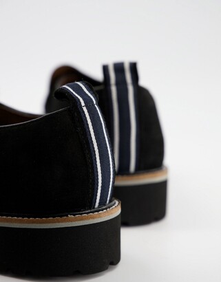 Original Penguin suede chunky fringe loafers in black