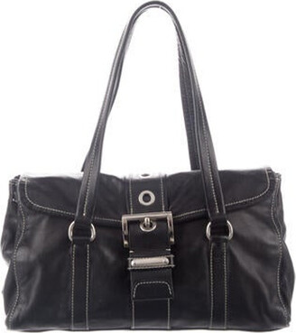 Prada Vintage Hobo Black Leather Shoulder Bag Snap Closure Very