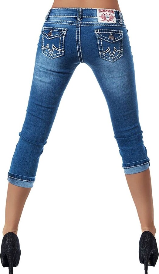 Please Denim Cropped in Blue Womens Clothing Jeans Capri and cropped jeans 