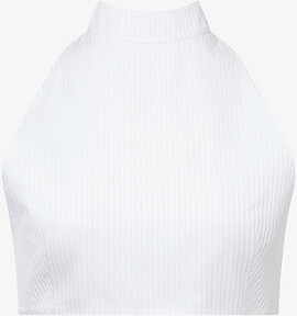 Alaia Womens Blanc Plastron Halterneck Cotton-Poplin Top 8
