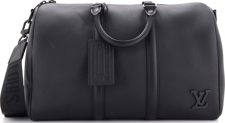 Louis Vuitton Aerogram Keepall Bandouliere Bag Leather 40 Black