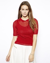 Thumbnail for your product : Twenty8Twelve Knitted Top with Short Sleeves and Collar