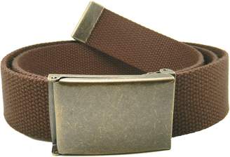 Build A Belt Wide 1.5 Antique Gold Flip Top Men's Belt Buckle with Canvas Web Belt Medium