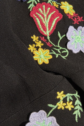 Anna Sui Garden Embroidered Georgette Blouse - Black