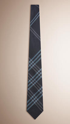 Burberry Modern Cut Check Silk Linen Tie