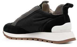 Brunello Cucinelli Satin Trainers With Beaded Detailing