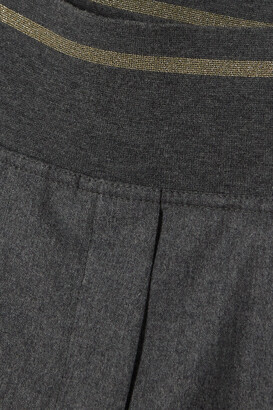 Brunello Cucinelli Pleated Wool-flannel Culottes - Gray