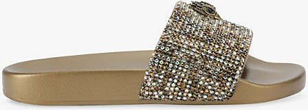 Kurt Geiger Womens Bronze Meena Eagle Crystal-Embellished Rubber Slides Eur 36 / 3 Uk Women