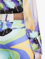 Thumbnail for your product : House of Sunny Nice To Meet You graphic-print straight-leg high-rise stretch-woven trousers
