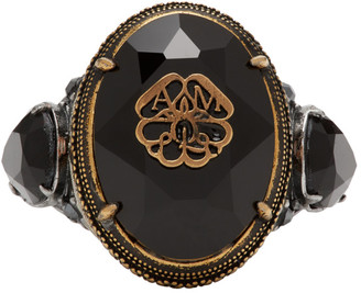 Alexander McQueen Gold Signature Jeweled Ring