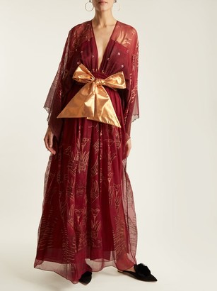 Zandra Rhodes Summer Collection The 1973 Field Of Lilies Gown - Burgundy