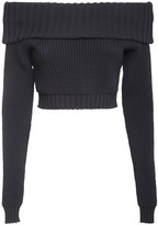 Thumbnail for your product : Sunnei Off-the-shoulder Knit Crop Top