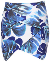 Thumbnail for your product : Romwe Leaves Print Asymmetric Blue Bodycon