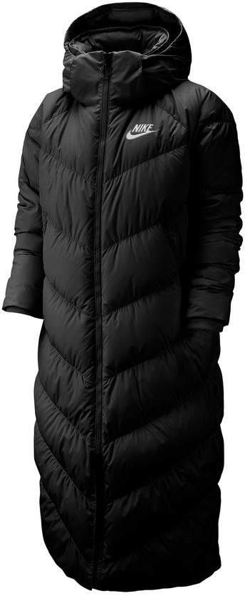 nike black longline down filled coat